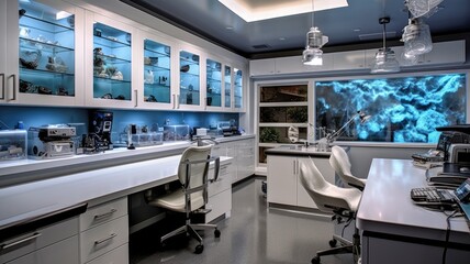 Inspiring office interior design Tech-inspired style Office featuring Research lab architecture. Generative AI AIG 31.