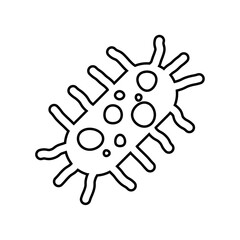 Outline Virus, germ and bacteria, microorganism type, and superbug icon.
