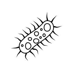 Outline Virus, germ and bacteria, microorganism type, and superbug icon.