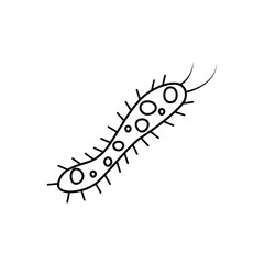 Outline Virus, germ and bacteria, microorganism type, and superbug icon.