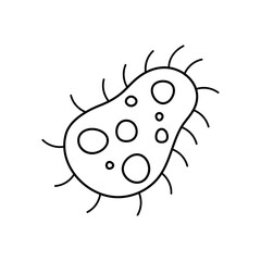Outline Virus, germ and bacteria, microorganism type, and superbug icon.