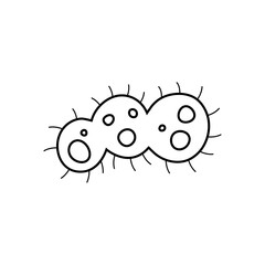 Outline Virus, germ and bacteria, microorganism type, and superbug icon.