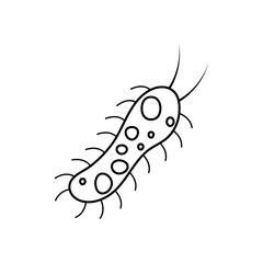 Outline Virus, germ and bacteria, microorganism type, and superbug icon.