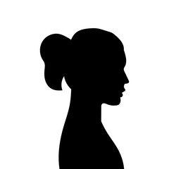 Woman avatar profile. Vector silhouette of a woman's head or icon isolated on a white background. Symbol of female beauty.