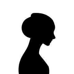 Woman avatar profile. Vector silhouette of a woman's head or icon isolated on a white background. Symbol of female beauty.