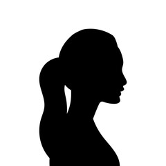 Naklejka na ściany i meble Woman avatar profile. Vector silhouette of a woman's head or icon isolated on a white background. Symbol of female beauty.