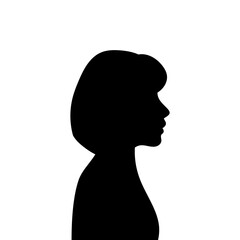 Woman avatar profile. Vector silhouette of a woman's head or icon isolated on a white background. Symbol of female beauty.