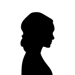 Woman avatar profile. Vector silhouette of a woman's head or icon isolated on a white background. Symbol of female beauty.