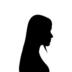 Woman avatar profile. Vector silhouette of a woman's head or icon isolated on a white background. Symbol of female beauty.