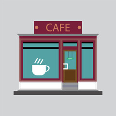 Cafe. Building, structure, house, institution. Flat. Vector illustration