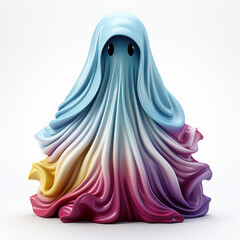 3d textile ghost character clip art, isolated on white background, generative AI tools 
