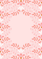 Pink and White Vector Frame Background with Flowers