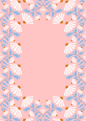 Pink and White Vector Frame Background with Flowers