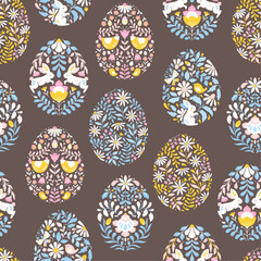 Materiał do szycia Vector seamless pattern with Easter eggs