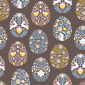 Vector seamless pattern with Easter eggs