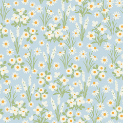 Vector seamless pattern with wildflowers