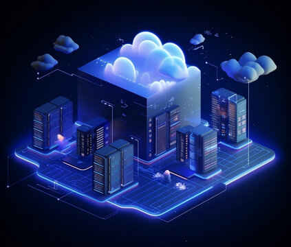Virtual Private Cloud(VPC). Cloud Computing, Isometric Illustration, Modern, Sleek Design