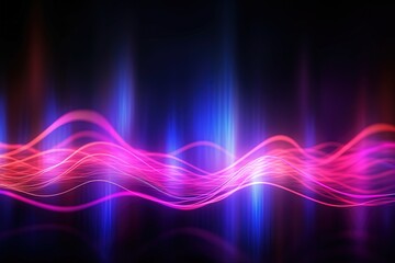 Fototapeta premium abstract futuristic background with pink blue glowing neon moving high speed sound wave rhythm lines and bokeh lights. Data transfer concept Fantastic wallpaper