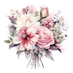 A tender watercolor bouquet on a white background, ai generative