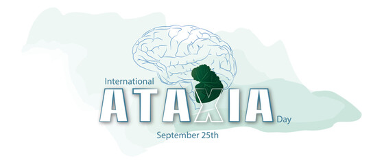 Fototapeta na wymiar Celebration of the international day of ataxia, cerebellum in green on white background