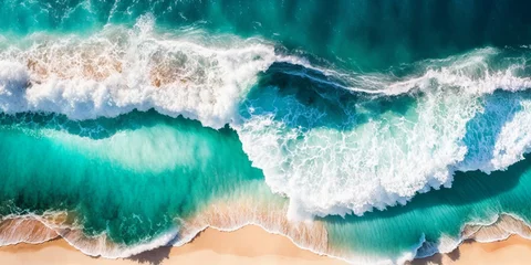 Foto op Canvas Aerial photo of summer beach and blue ocean with sky © Михаил Осадчук