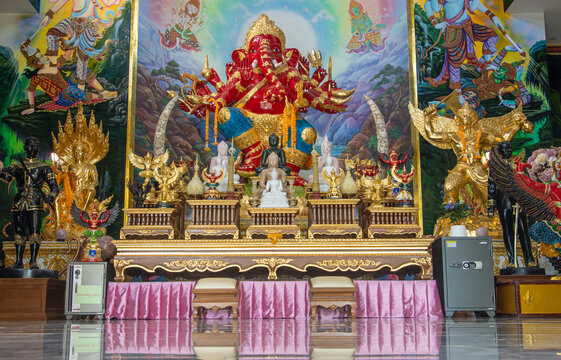 The altar with Lord Ganesha at Buddhist temple, Thailand