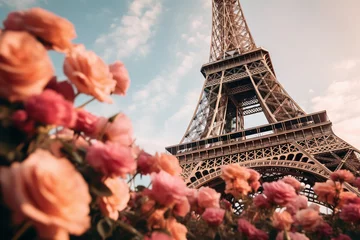 Foto op Canvas Photo of the eiffel tower with flowers © Creative Clicks