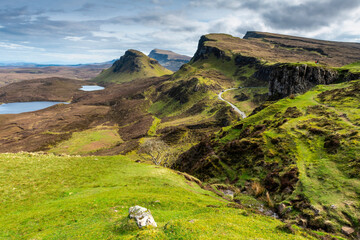 Beautiful panorama view of Quiraing, Scotland, Isle of Skye