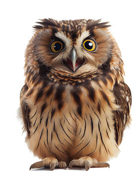 realistic image of cute owl on transparent background