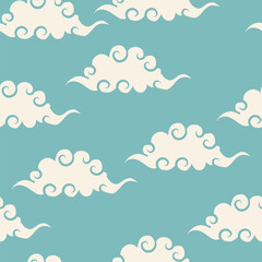 Clouds in the sky, Chinese style. Seamless pattern, vector illustration