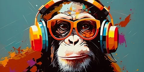 Fotobehang Pop Art Monkey: A Colorful and Unique Digital Artwork. Generative AI © STUDIO.no.3