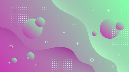 Modern Abstract Background with Motion Waves Retro Memphis and Purple Green Gradient Color