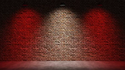 Fototapeten Brown brick wall background with spot lighting effect. Red, White and Red © Mahir Asadov