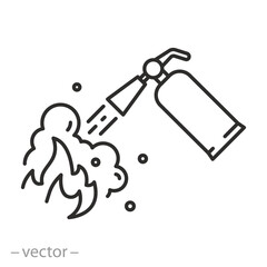 extinguisher icon, puts out the fire, thin line symbol - editable stroke vector illustration