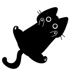 Hand drawn black cat cartoon character 