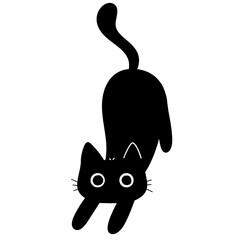 Hand drawn black cat cartoon character 
