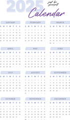 Simple elegant calendar for 2025