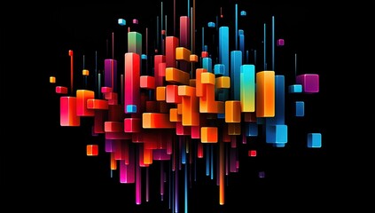 colorful 3d cubes on black background