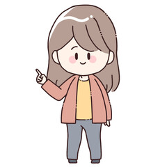 指を指す女性のイラスト