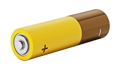 Generic AA battery isolated on transparent background. 3D illustration