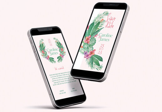 Digital Invitacion and Save the Date Wedding Tropical