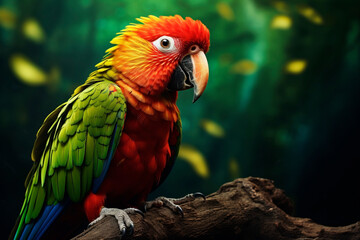 Fototapeta premium Macaw parrot in bright colors. Generative AI