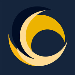 Elegant abstract Shape circle golden and dark blue logo vector 