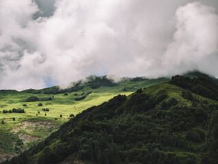 Foggy and sunny mountains
