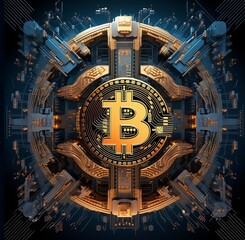 Fototapeta premium CryptoArt Master: The Ultimate AI-Powered Bitcoin Illustration Generator for Inspiring Visual Masterpieces and High-Value Collectibles