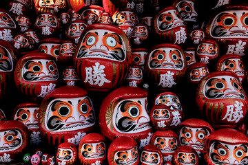 Assembled Dharma, Japanese traditional statue in Katsuo temple, Osaka, Japan.