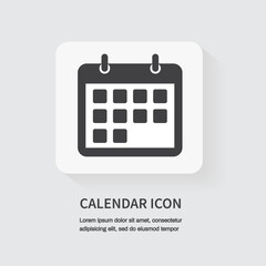 Calendar icon. Mark the date. Schedule icon. Flat design. Vector illustration.