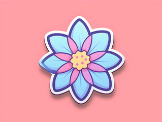 Cute flower sticker on white background, illustration minimalism, pastel colors Generative AI