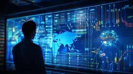  Data science and big data technology. Big data analytics visualizing complex data set   generative AI 