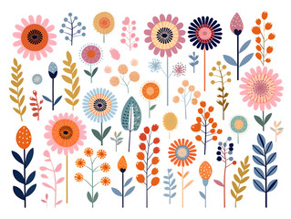 Fototapeta premium Cute flower sticker on white background, illustration minimalism, pastel colors Generative AI
